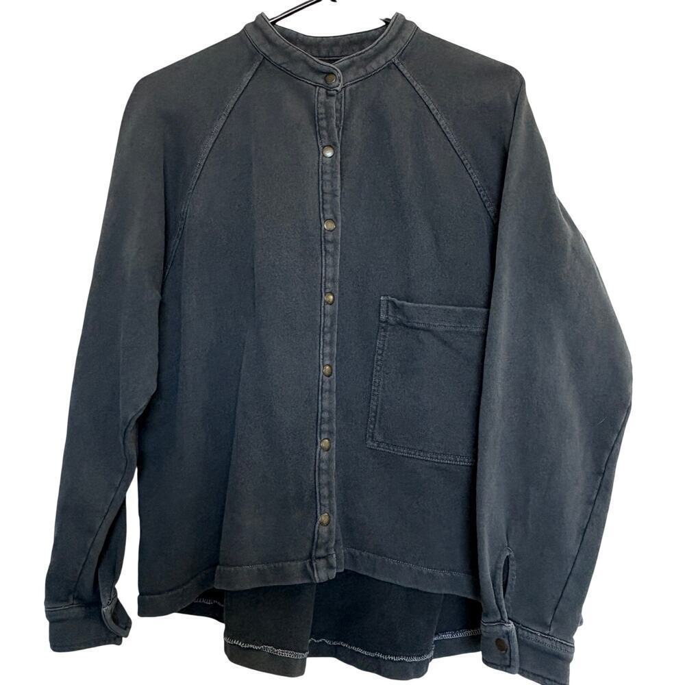 We The Free by Free People Thermal Button Front Tunic Top Washed Grey XS